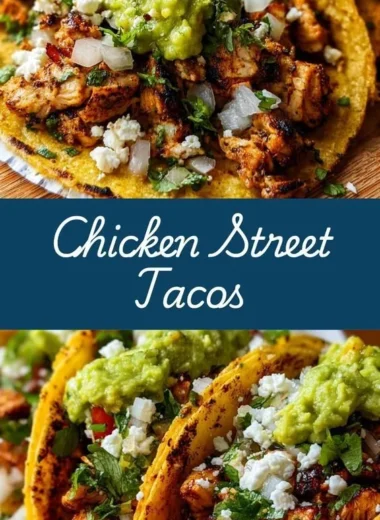 Delicious Chicken Tacos garnished with fresh toppings