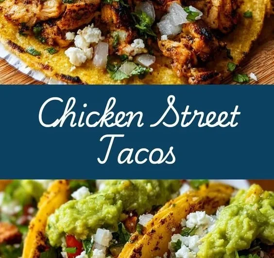 Delicious Chicken Tacos garnished with fresh toppings