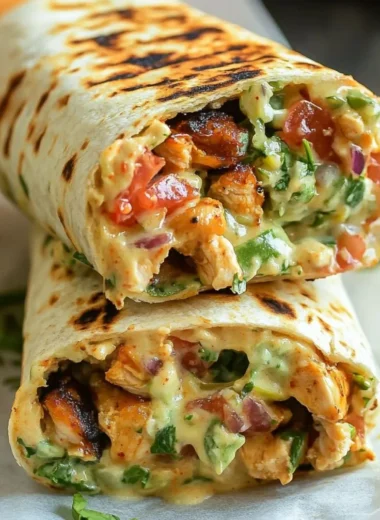 Delicious Chipotle Ranch Grilled Chicken Burrito with fresh ingredients