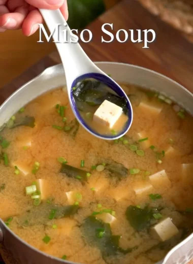 Bowl of easy gluten-free miso soup with fresh ingredients