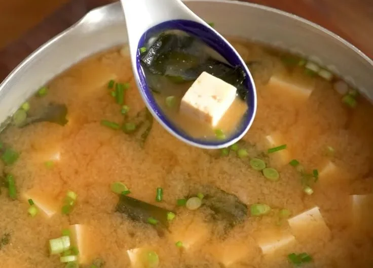 Bowl of easy gluten-free miso soup with fresh ingredients