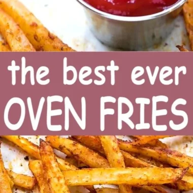 Crispy oven fries served on a plate, ideal for a simple and delicious side dish.