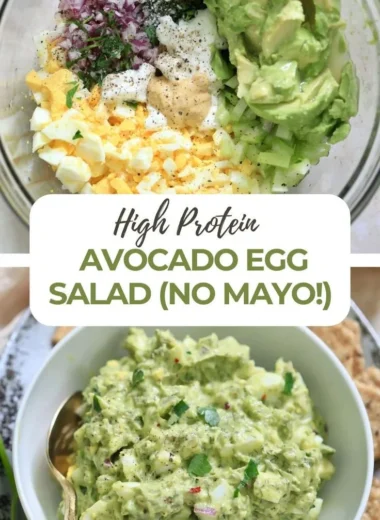 High-protein avocado egg salad without mayo, a healthy meal option.