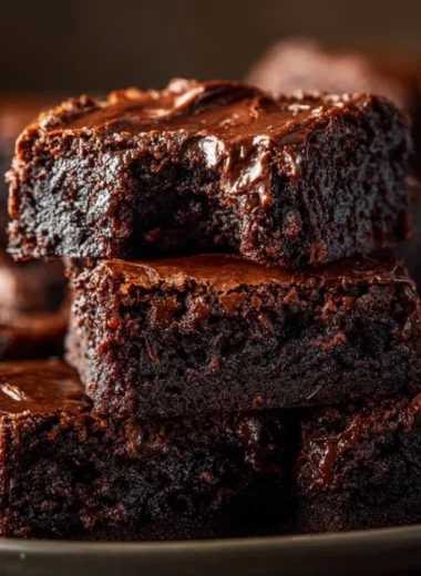 Delicious homemade brownies freshly baked with rich chocolate flavor