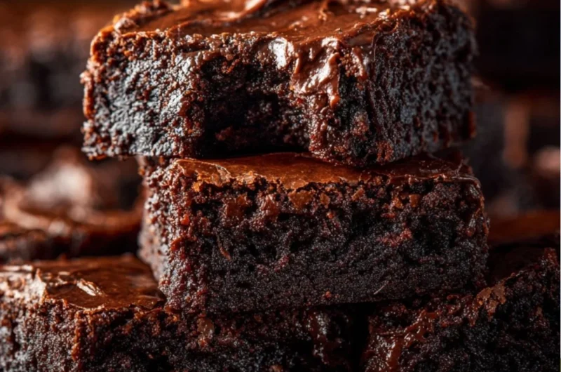 Delicious homemade brownies freshly baked with rich chocolate flavor