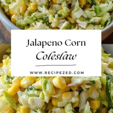 Delicious jalapeno corn coleslaw garnished with fresh herbs