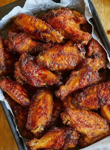 Delicious juicy chicken wings coated in savory sauce ready to be served.