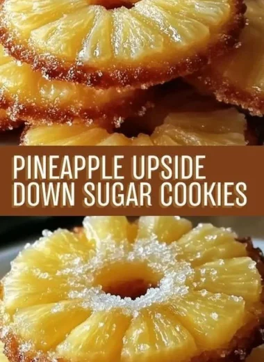 Mini pineapple upside down sugar cookies on a plate