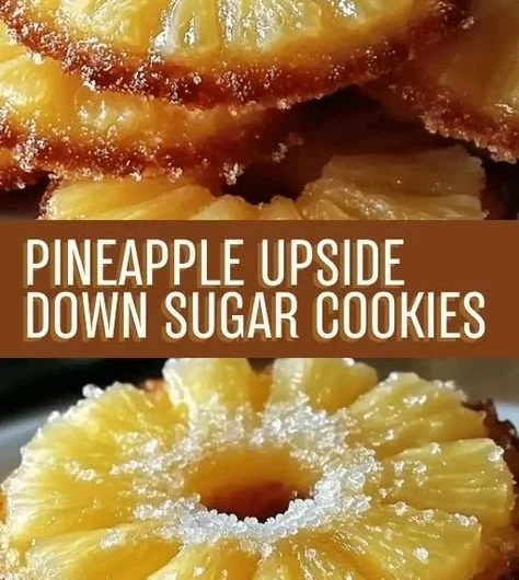 Mini pineapple upside down sugar cookies on a plate
