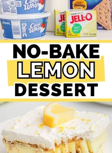 No-Bake Lemon Icebox Cake with creamy lemon filling and graham cracker crust.