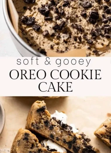 Oreo Cookie Cake with layered frosting and crushed Oreos on top