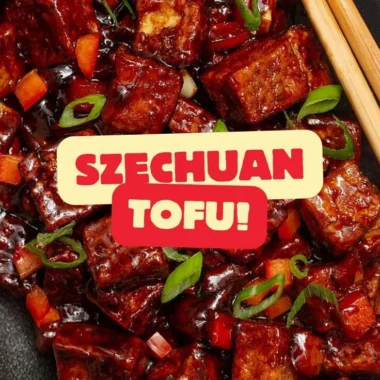 Delicious Szechuan Tofu dish garnished with green onions and spices