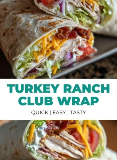 Turkey Ranch Club Wrap served with fresh ingredients and ranch dressing