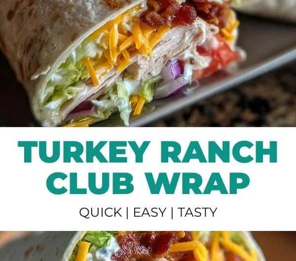 Turkey Ranch Club Wrap served with fresh ingredients and ranch dressing