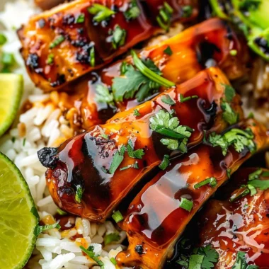 Delicious Hawaiian BBQ Chicken garnished with pineapple and green onions