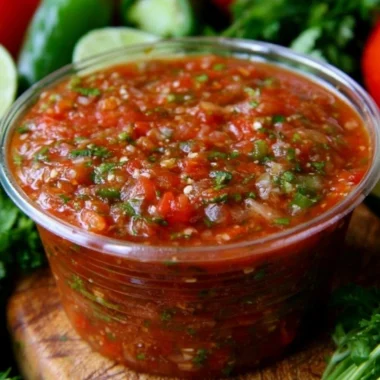A bowl of the best homemade salsa with fresh ingredients and vibrant colors