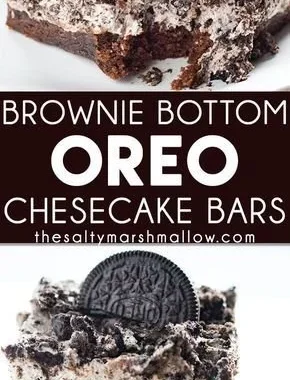 Delicious Brownie Bottom Oreo Cheesecake Bars, perfect for chocolate and cheesecake fans.