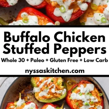 Buffalo Chicken Stuffed Peppers - Dairy Free & Low Carb dish ready to serve