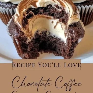 Delicious chocolate coffee cream cupcakes topped with rich frosting.