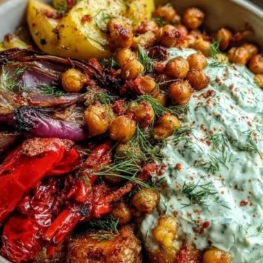 A platter of classic Mediterranean roasted vegetables including bell peppers, zucchini, and eggplant.
