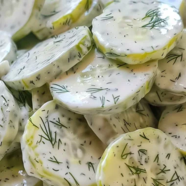Cozy creamy cucumber salad with fresh ingredients in a bowl