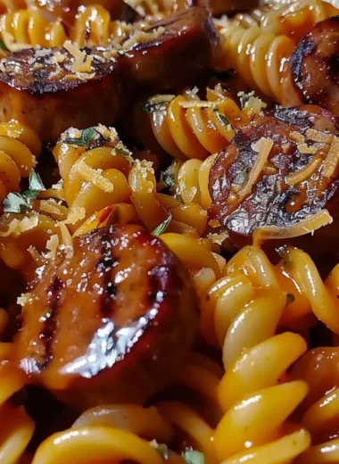 Cozy Honey BBQ Sausage Pasta dish served in a bowl