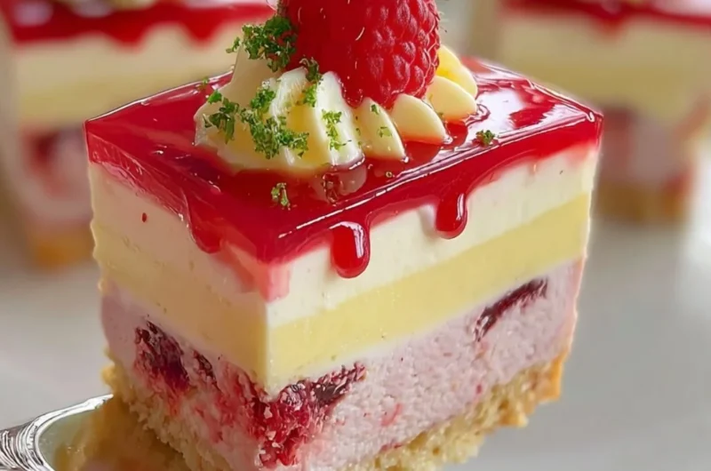Delicious creamy raspberry cheesecake ready to be served