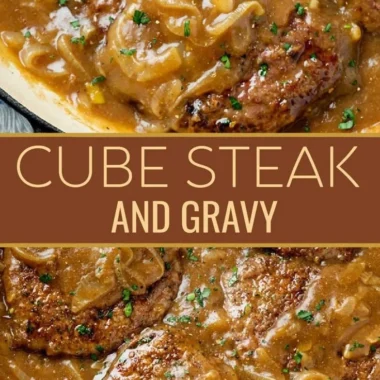 Plate of savory Cube Steak topped with rich gravy and served with sides