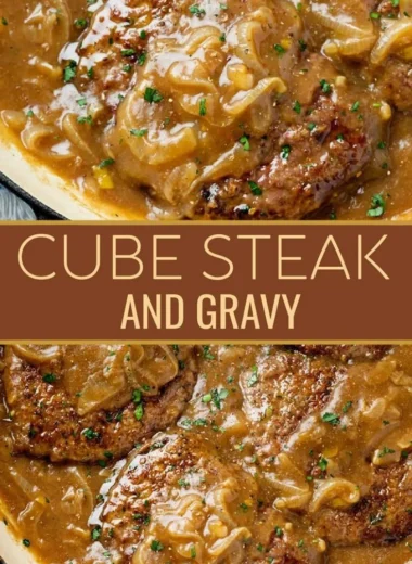 Plate of savory Cube Steak topped with rich gravy and served with sides
