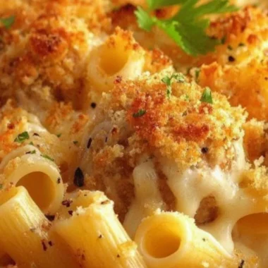 Delicious Dump and Bake Meatball Casserole ready to serve.