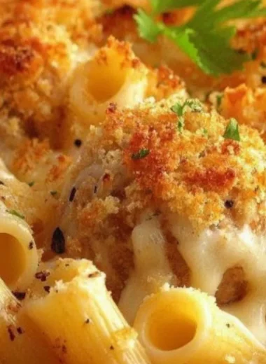 Delicious Dump and Bake Meatball Casserole ready to serve.