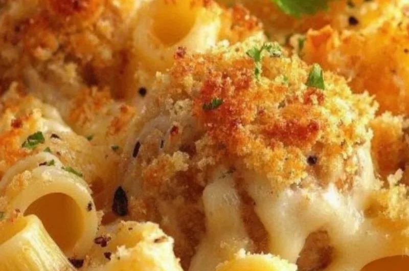 Delicious Dump and Bake Meatball Casserole ready to serve.