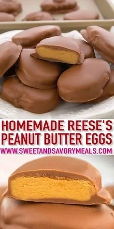 Delicious homemade peanut butter eggs on a plate for Easter or special occasions.