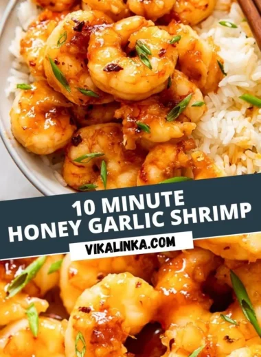 Delicious honey garlic shrimp served on a plate with vegetables