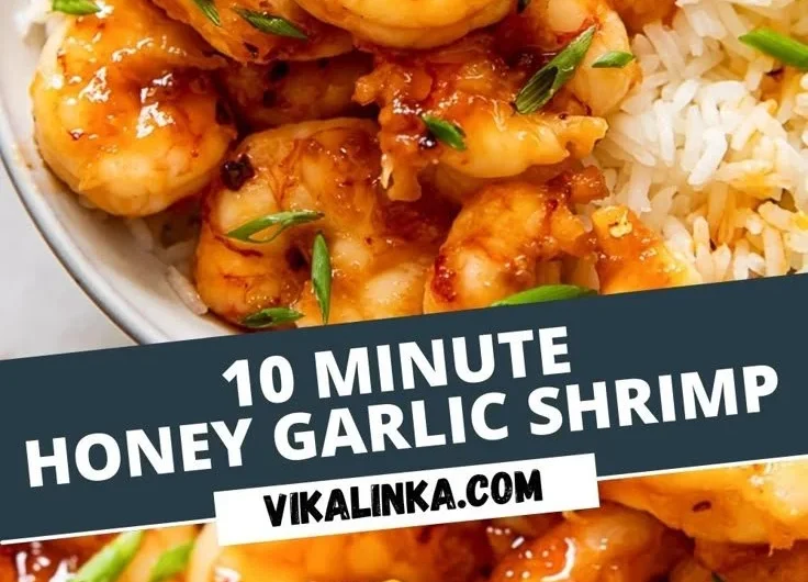 Delicious honey garlic shrimp served on a plate with vegetables