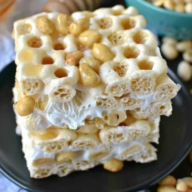 Delicious Honeycomb Marshmallow Treats on a serving platter