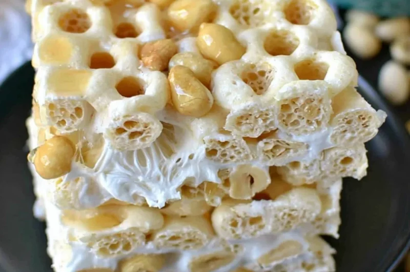 Delicious Honeycomb Marshmallow Treats on a serving platter