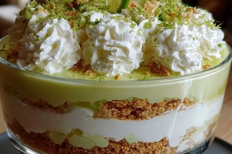 Delicious Key Lime Pie Trifle with layers of lime flavor and creamy goodness.