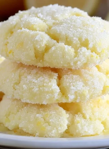 Baked lemon cake mix cookies with a lemon glaze on a white plate