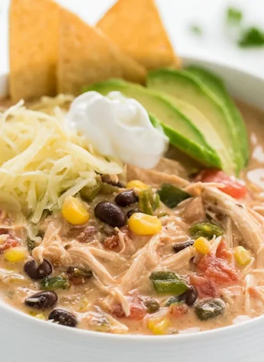 Slow Cooker Tex Mex Shredded Chicken in a creamy sauce