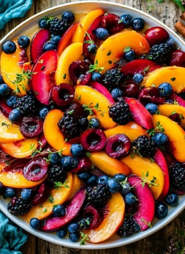 Fresh summer fruit salad with vibrant seasonal fruits in a bowl