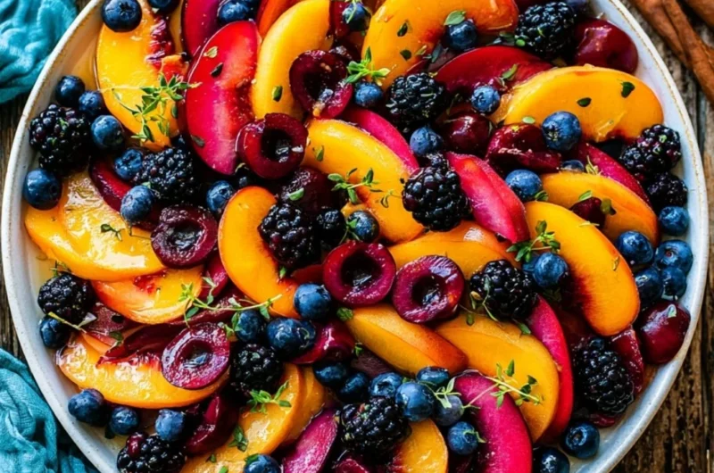 Fresh summer fruit salad with vibrant seasonal fruits in a bowl