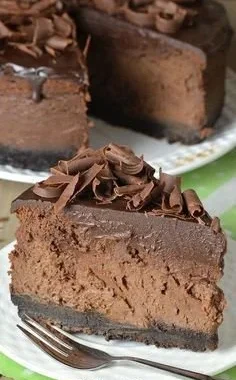 Triple Chocolate Cheesecake with Oreo Crust delicious dessert
