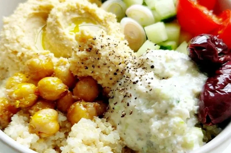 Quick and healthy 5-minute Mediterranean Bowl with fresh ingredients