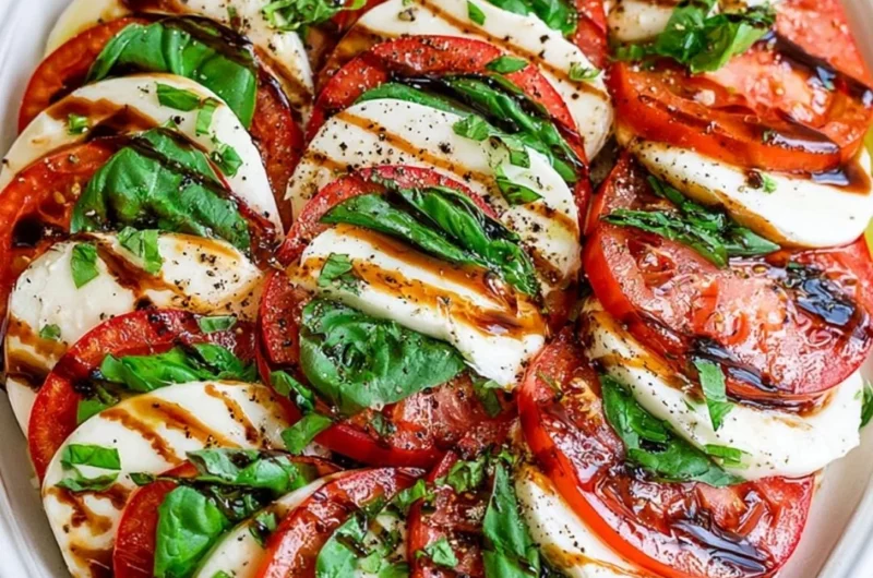 Cozy Caprese salad with fresh mozzarella, tomatoes, and basil leaves.