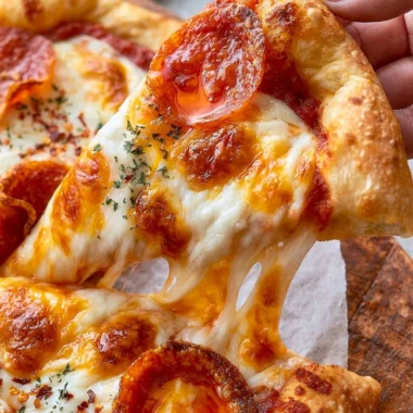 A delicious homemade pizza dough ready for baking.