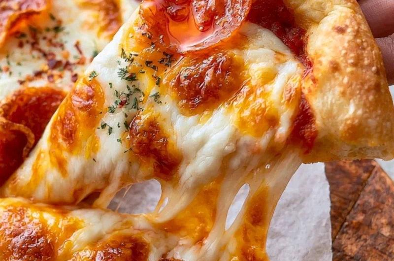 A delicious homemade pizza dough ready for baking.