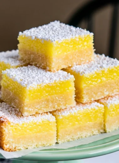 Delicious Pioneer Woman lemon bars on a plate with a lemon garnish