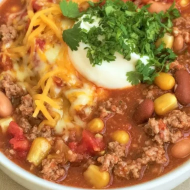 Bowl of cozy taco soup garnished with fresh cilantro and avocado
