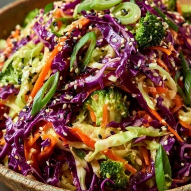Crunchy Asian Cabbage Salad with fresh vegetables and dressing